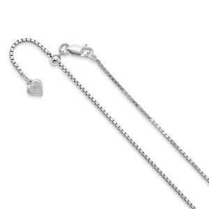 1.3mm Sterling Silver Adjustable Box Chain Necklace, 30 Inch